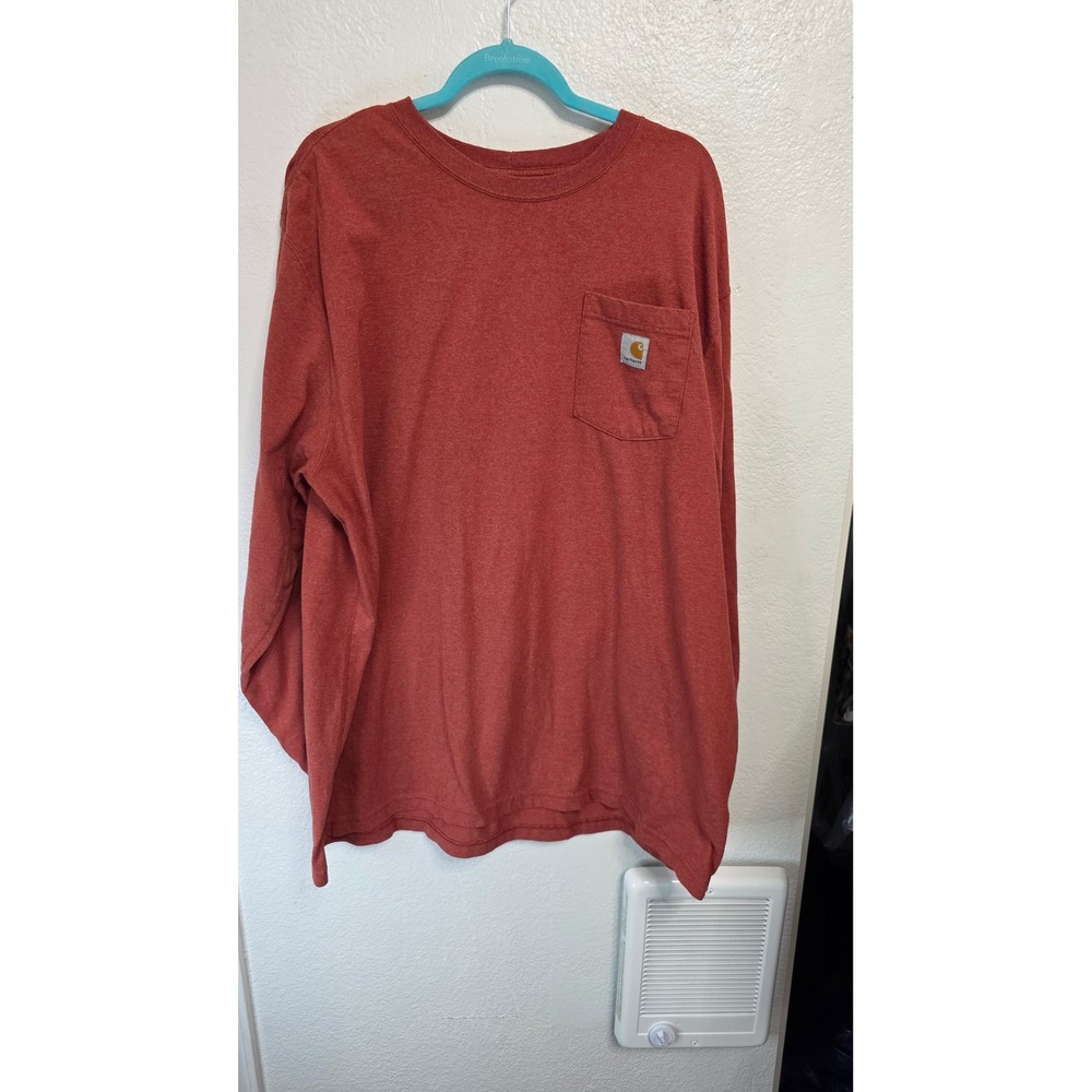 Carhartt Long Sleeve Pocket Tee Mens 2XL Red ish Excellent